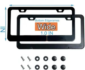 2PCS Matte Black License Plate Frames 2 Holes Solid Rust-Proof Stainless Steel License Plate Holder Universal Car License Plate Cover for Women and Men with Screws Accessories