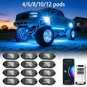 Car Underglow Atmosphere Lights LED Rock Crawler Lamp Set APP Control Dual Control with Remote RGB Color Changing Waterproof Neon High Brightness & Quality Christmas Gift, Led for Car, Car Lighting Accessories, Led Car Ambient Light, Car Decorative Light