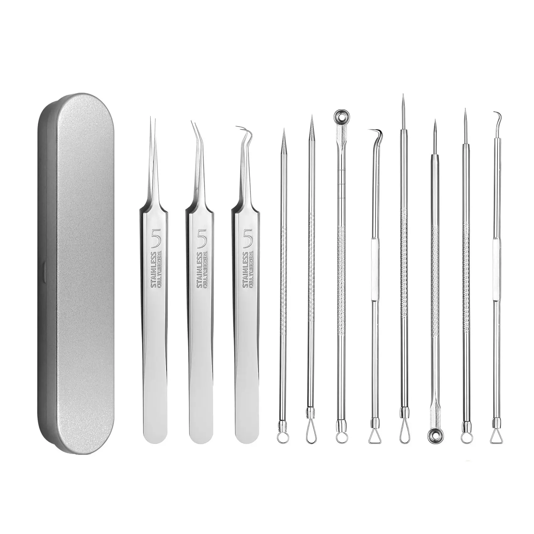 Blackhead Remover Needle, Whitehead Remover 11Counts/box Acne Removal Tool, Professional Skin Care Tools full pimple patches Stainless Steel Ingrown Ingrown Kit Stainless Steel