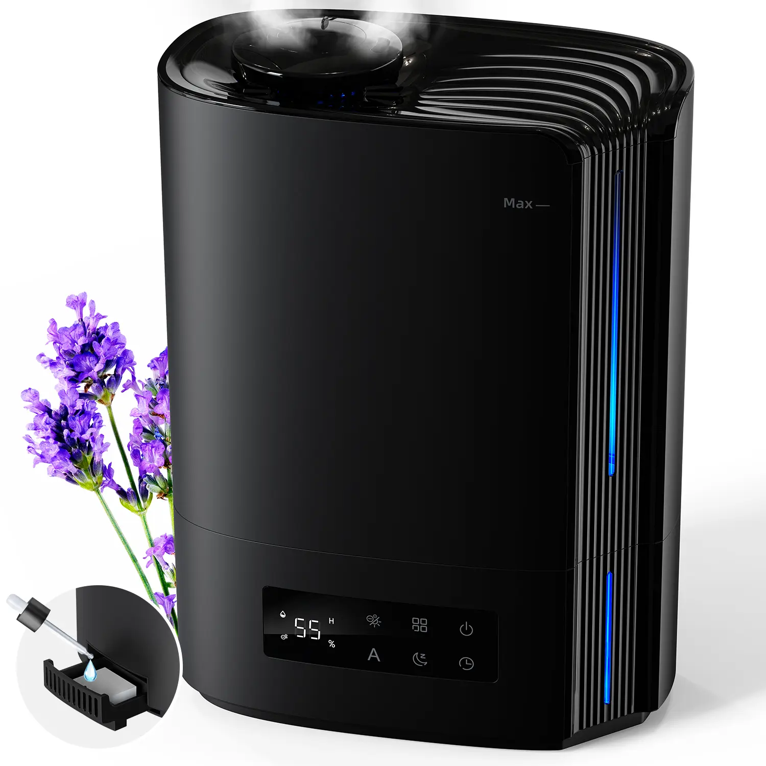 6L Cool Mist Smart Humidifier - 2-in-1 Portable Top-Fill Humidifier with Powerful Moisture Output, Silent Operation, Humidity Control via Smart Humidistat, Aroma Enhancer, Display, 60-Hour Runtime for Bedroom, Kid Room, Aroma Enhancer Smart Humidifier