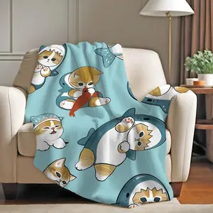 Cartoon M-Mofusand C-cat Cute Blanket Warm And Soft Suitable For Bedroom Living Room Sofa Bed Office Travel Camping