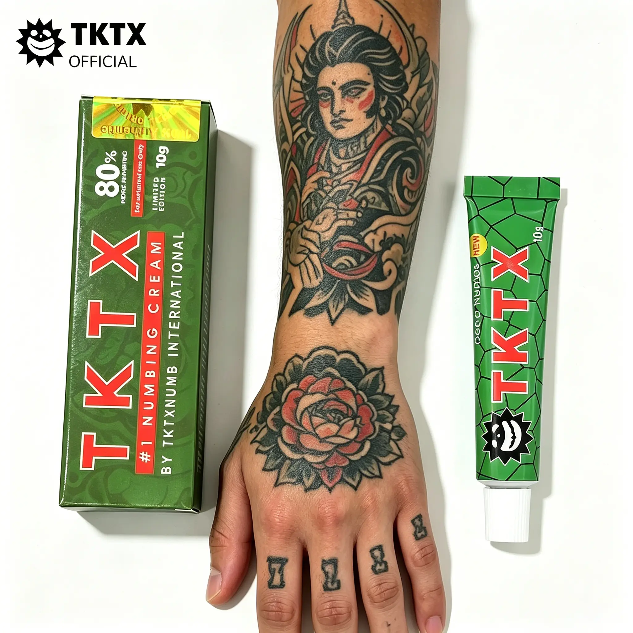TK-TX 80% Tattoo Numbing Cream, 10g - Maximum Strength Numbing Cream for Tattoos, Microblading, Piercing & Permanent Makeup, Long-Lasting Deep Numbing Cream for Pain Relief.