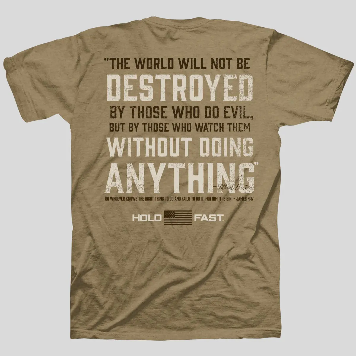 HOLD FAST Men's Short-Sleeve Vintage Graphic Tee, Einstein Quote Print Polyester T-Shirt for Menswear Tops