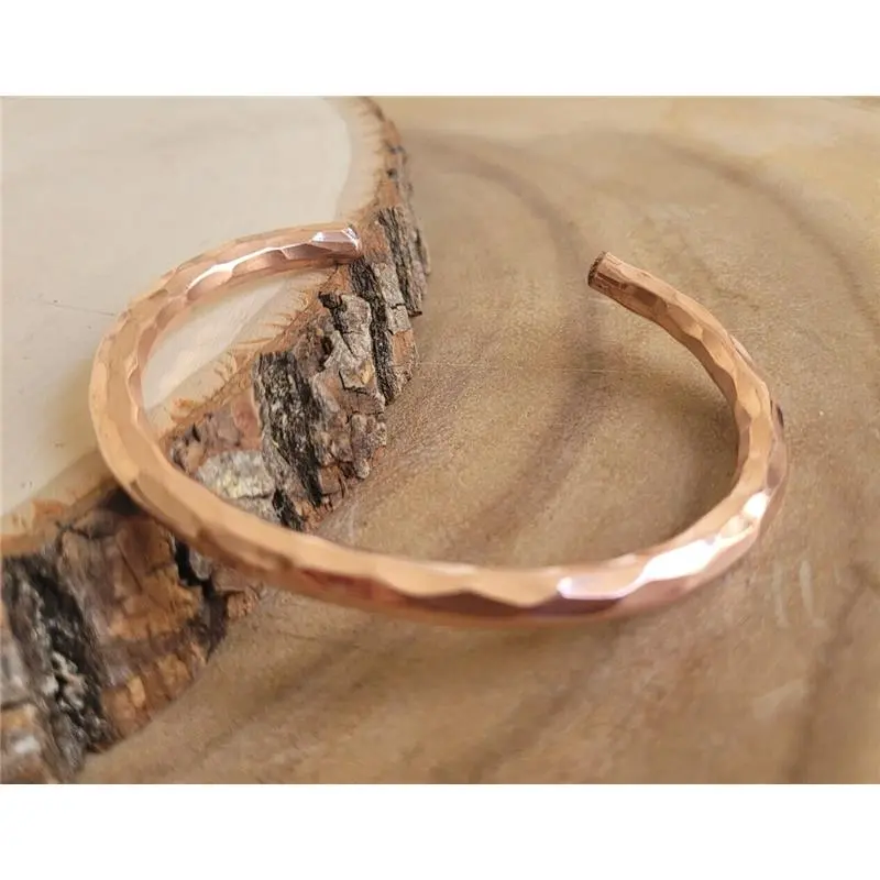Hammered Solid Copper Cuff Pure Copper Arthritis Therapy Heavy Bracelet