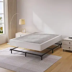 King Size Box Spring  Base, 3000 Lbs Black Heavy-Duty Metal Mattress Foundation With Easy-Clean Fabric Cover, No Noise, Easy Assembly, Sturdy Steel Bedframe, Faux Fur Bean Bag Sofa Compatibility, King Size  Frame bed