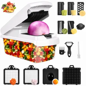 Multifunctional Vegetable Fruit Chopper, Manual Kitchen Tool, Ideal for Squash Noodles, Onion Minced Meat, French Fries Cutting, Durable Slicer
