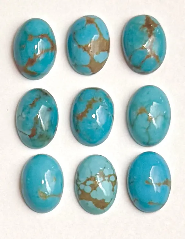 Sonoran Turquoise Cabochons - Polished Oval Blue-Green Gemstones with Golden Matrix, Stabilized Calibrated Sizes (9X11, 10X12, 10X14, 12X16, 13X18 Mm) for Southwest Jewelry Making, Gemstone