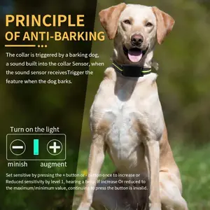 Automatic Anti-Barking Dog Collar, Adjustable Training Collar, Three Modes: Beep, Vibration, Shock, Rechargeable Waterproof Pet Supplies