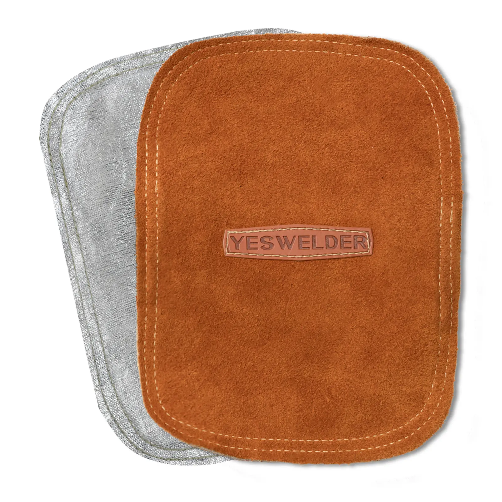 YESWELDER Welding Hand Heat Shield, Welding Accessory with Velcro Band, Double-Layer Cowhide Leather & Aluminized Back Welding Hand Pad