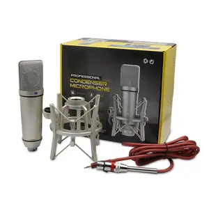 U87 Diaphragm Sound Card Live Condenser Microphone Professional Recording Dubbing Radio Station Podcast Equipment Complete Set of Equipment Microphone