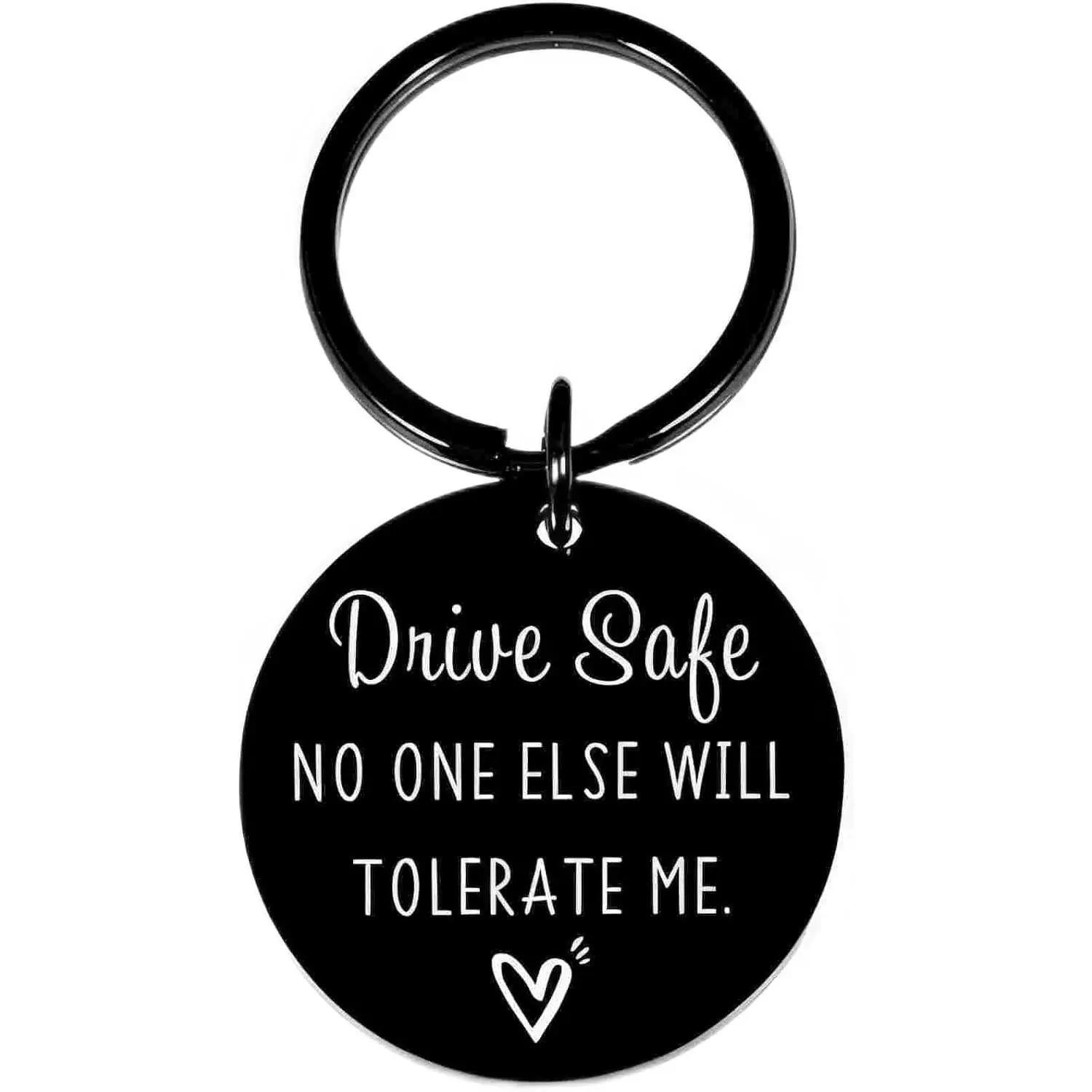 Funny Engraved Keychain for Men, Stainless Steel "Drive Safe" Quote Keyring, Romantic Anniversary Birthday Gift for Boyfriend or Husband, Sister, Uncle, Long Distance Relationship Gifts, Aunt