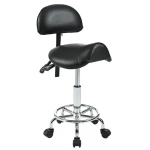 Saddle Stool with Back Support, Rolling Stools with Foot Rest, Ergonomic Adjustable Stool with Wheels, saddle rolling chair,Backrest Adjustable Height & Angle for Salon Spa Tattoo Massage Swivel Stool Chair,