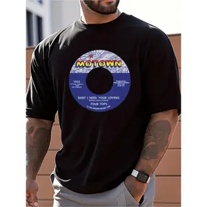 mens clothes t shirts for men design with print cotton fabric shirts for men suits for men record print mens casual t shirt loose fit ideal for music lovers adds a fashionable touch suitable for daily and outdoor wear in s