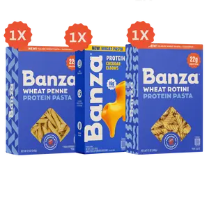 Banza Wheat Pasta & Mac & Cheese Variety 3ct Pack TikTok Excusive - High Protein Pasta Include Penne, Rotini, and Cheddar Elbows