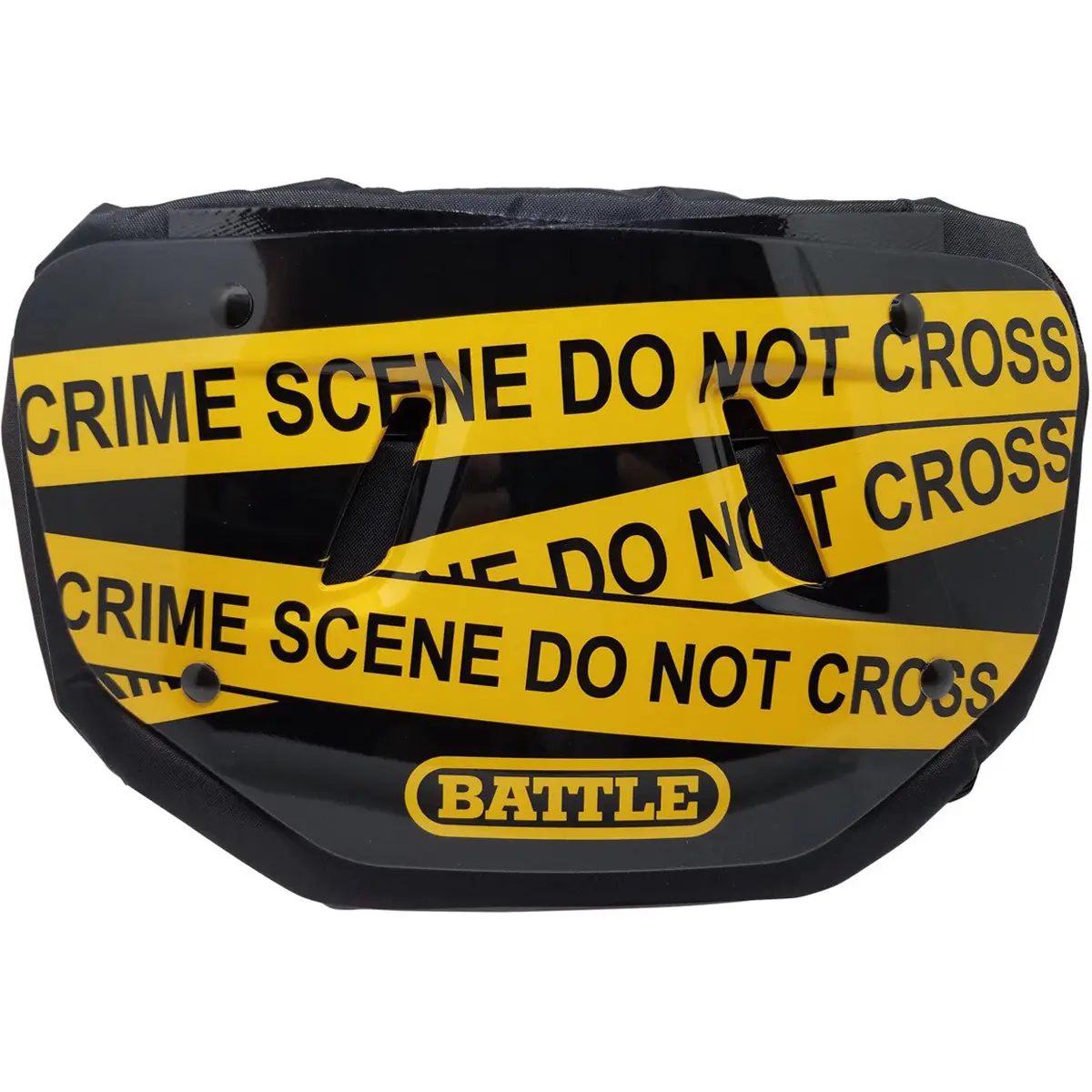 Battle Sports Adult Crime Scene Football Back Plate, Gold Chrome Finish, Universal Fit Football Accessory with Energy Disbursement, Hardware Included, 11.5X6.5", Adults