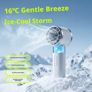 Polar Vortex Pocket Ice Blast Handheld Fan | 10000RPM Brushless Turbo 6m/s Wind 2000mAh Silent 3-Speed USB-C Mini Cooling Fan with LED Power Display