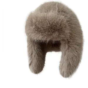 Luxurious Faux Mink Fur Ladies Trapper Hat，Pure Color Simplistic Women’s Winter Hat，Furry Ushanka Warm Hat