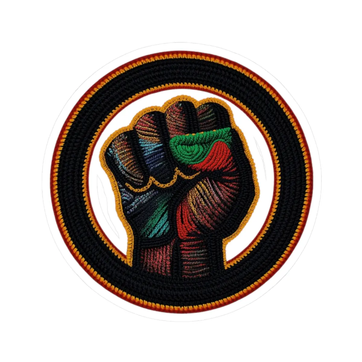 Black Is Power Crochet Sticker | Kiss-Cut Vinyl, Colorful Yarn Design