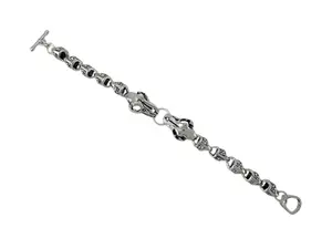Chrome Plated Double Snake Link Toggle Clasp Bracelet