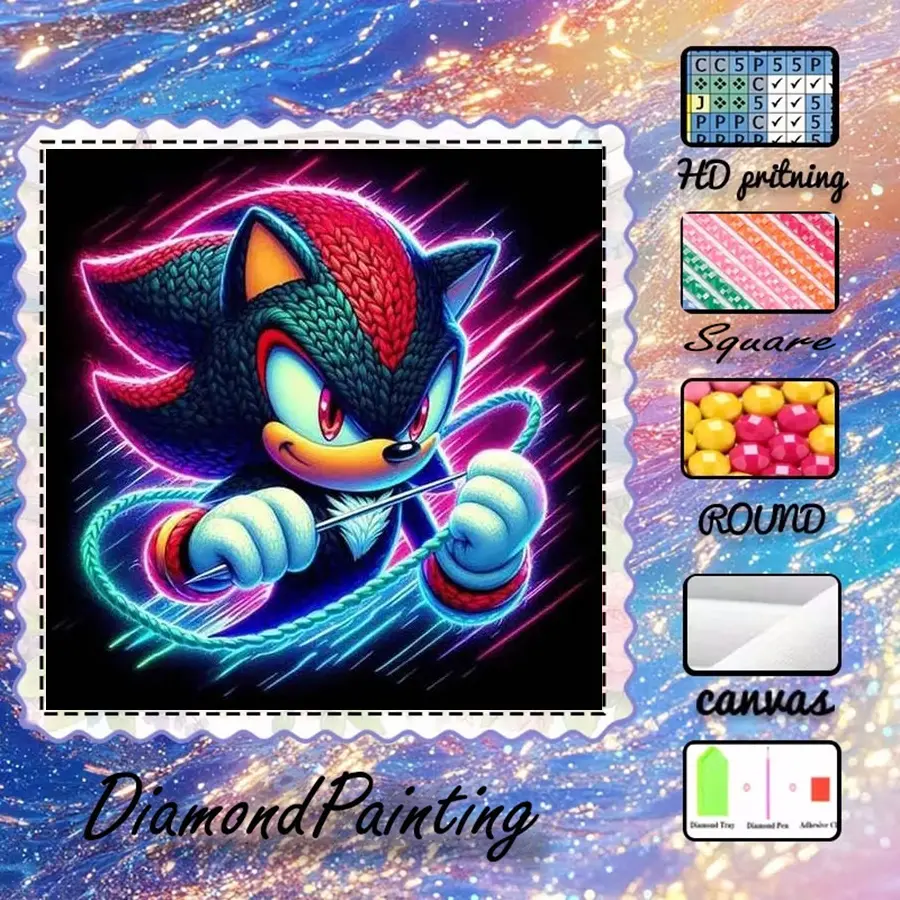 5D-DIY, Handcraft, Handicraft, flocking canvas, diamond art, diamond painting kit, hedgehog, Square, colorful, dynamic AB diamonds, home decoration, handmade diamond art painting kit, special craft diamond art kit