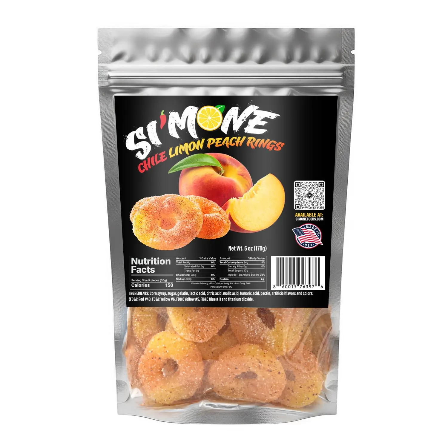 SI'MONE Peach Rings Gummy Candy