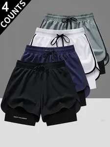4-Pack Men's 2-in-1 Running Shorts - Quick-Dry Athletic Shorts with Built-In Liner, Lightweight Workout Shorts for Gym, Training & Everyday Wear