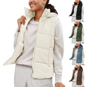Women's Puffer Vest with Removable Hood 2025 TikTokShopHolidayHaul Christmas Sleeveless Full Zip Quilted Down Jacket Womenswear Chic zip  up