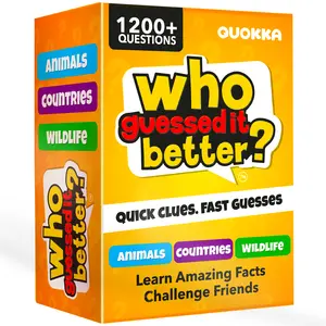 QUOKKA Who Guesses It Better Dedicated Deck Card Game Set – 3-Bundle Educational Card Sets with Visual Clues for Animals & Countries Learning