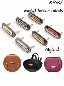 10 customizable metal letter tags, suitable for DIY crafts, bags, clothing, and other decorations, Versatile Use, available in various colors, Plain Pattern Type, and can be used as brand labels, Fashionable Letter Label, Customizable Options