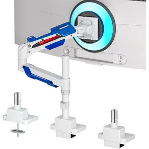 CoreArm Single  Mount with USB, Ultrawide  Arm for 24 to 57'' Heavy Duty Curved Screen, Adjustable Gas Spring Monitors Arm Stand up to 66LBS with 75/100/200 Vesa Mount, White