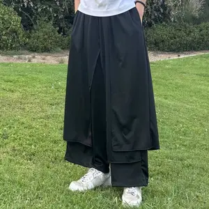 Japanese Harajuku Style Kimono Casual Skirt Pants Loose Wide Leg Harem Pant for Stylish Wear - Black Color