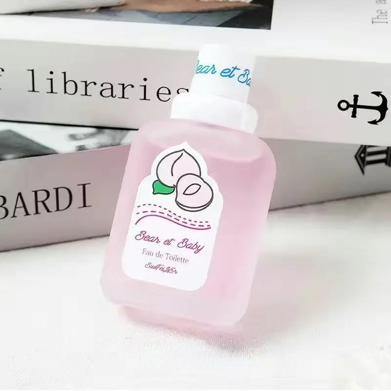 Bear Baby Powder Perfume Box 50ML, Peach Scent Long-Lasting Light Fragrance for Girls Students, Elegant Daily Perfume, Romantic Aroma Essentials, Gifts