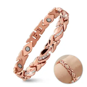 Pure Copper Bracelets for Women,Ultra Magnetic Bracelets with Diamonds,3500 Gauss effective magnet,Jewelry Gift,outdoor fun