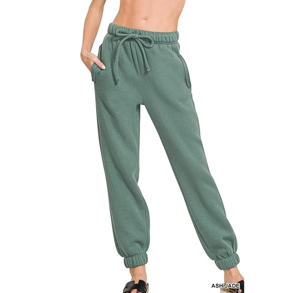 Women's Sporty Relaxed-Fit Fleece Joggers - Cozy Cotton-Blend Activewear, Adjustable Drawstring Waist, Pocketed Design for All-Season Wear, Casual Wear, Adjustable Waist, Standard Sizes, Workout