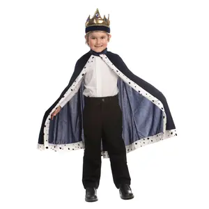 King Crown and Robe Costume For Kids - Royal King Velveteen Robe Set with Crown - Perfect for Halloween, School Plays & Fantasy Theme Party - Cosplay Costume