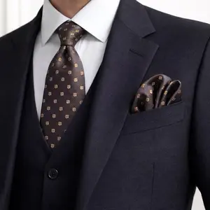 Men’s Tie Set with Bow Tie Pocket Square & Accessories Classic Pattern Design Formal Suit Set Gift for Him