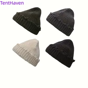2026 Broken Hole Knitted Hat Men's and Women's Autumn/Winter Korean Edition Retro Fashion Cold Hat Hip Hop Street Rogue Landlord Hat Knitted Hat Tide