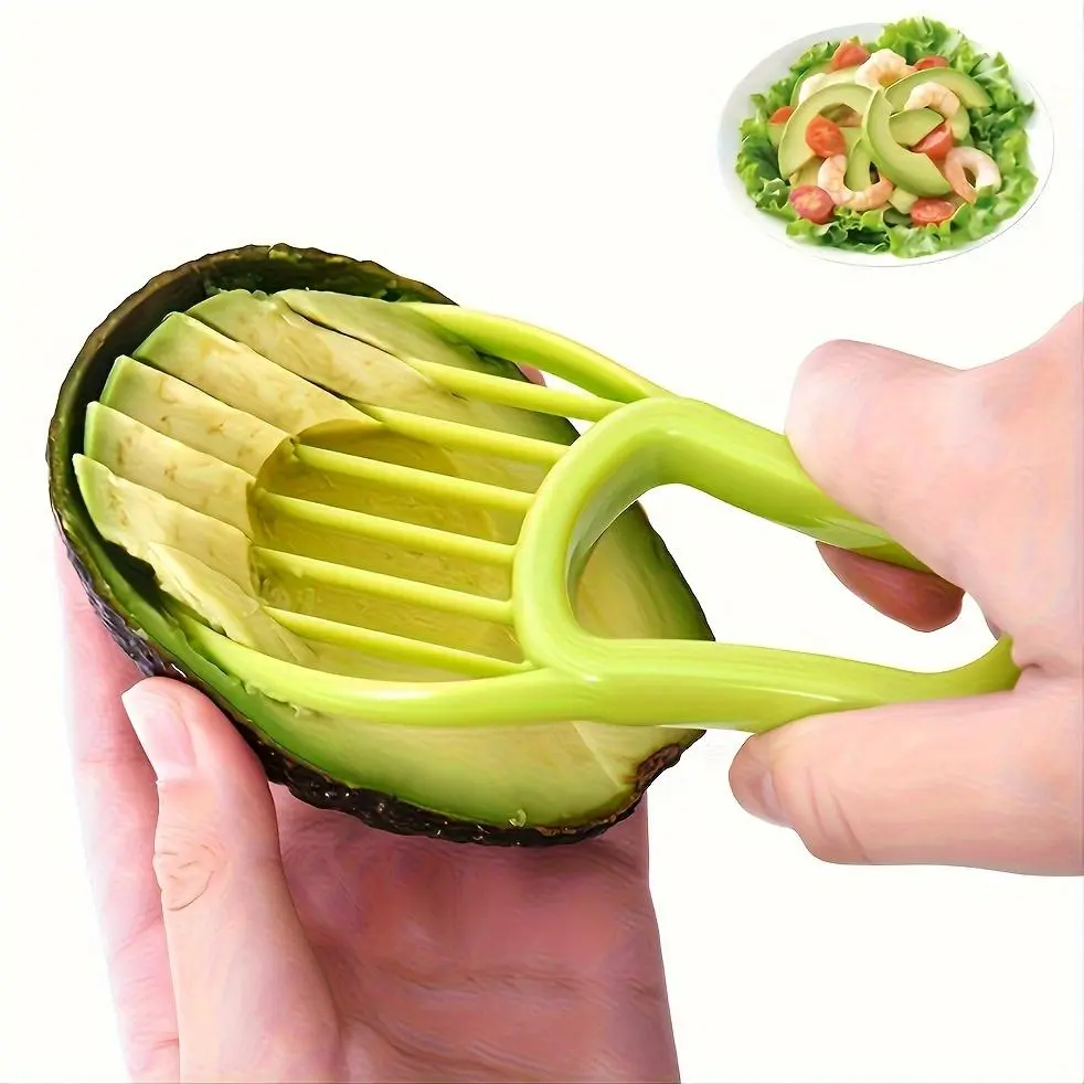 3-in-1 Plastic Avocado Slicer, 1 Count Multifunctional Avocado Cutter, Fruit Slicer, Vegetable Cutting Slicer, Fruit Corer, Vegetable and Fruit Cutter, Kitchen Tool for Home Use, Kitchen Gadgets, Kitchenware