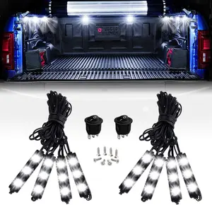Nilight - TR-08 8PCS 24LED Rock Light for Cargo Truck Pickup Bed Off Road Under Car Side Marker LED Rock Lighting Kit w/Switch White Lightbar
