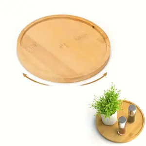 Bamboo 360 ° Rotating Disc - Natural Wheel for Kitchen, Cabinet, and Food Storage Room Organizing - Space saving Sturdy Storage Rack, Smooth 360 ° Rotation, Simple Design, Sustainable Materials, Durable Construction, Essential for Kitchen Enthusiasts