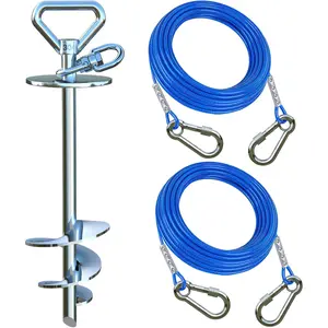 Tie Out  and Stake,with 2x15  Heavy Duty (up to 200lbs),360? Swivel  Run Anchor,Runner for Yard-No ,Ideal for Outdoor Camping