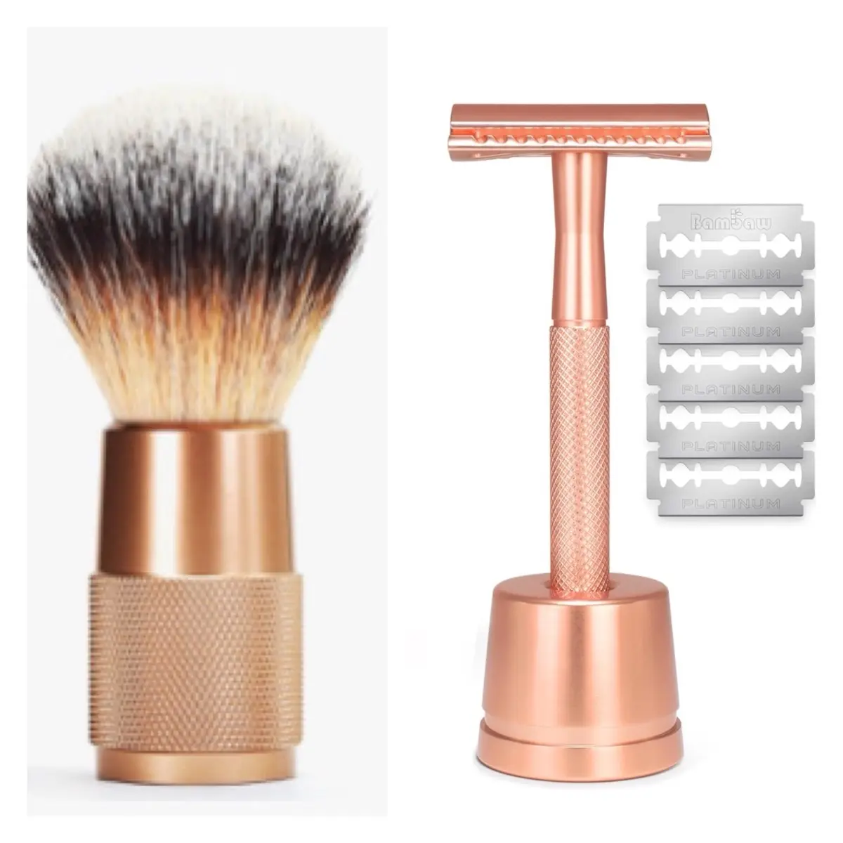 Rose Gold Shaving Set for Women Lady Facial Manual Shaver Shaving Double Edge Safety Razor and shaving Brush For unwanted Legs Arms Underarms Pubic Bikini Hair Removal