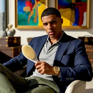 SNOWMAN SUPER SOFT WAVE BRUSH Bamboo Boar Bristle