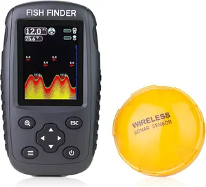 Portable Wireless Fish Finder Rechargeable Sonar Sensor with Color TFT Display for Kayak Shore Ice Fishing Accurate Depth Temperature Fish Size Detection 2-Year Warranty