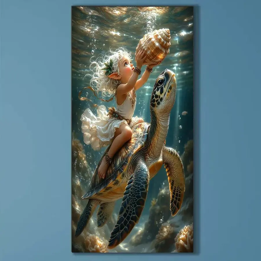 5D diamond painting kit full round drill, Underwater fantasy. DIY mosaic wall art, beginner craft set (with tools), home wall decoration gift, diamond art kit, Diamond pattern design.