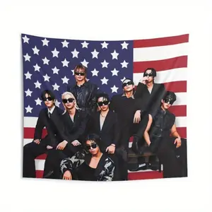 1pc STRAY Members Magazine America Flag Flag, Skz Kpop Flag, Stray Tour 2024 Merch, Gift Ideas STAYS, Birthday Gift & Concert Merch 60X40