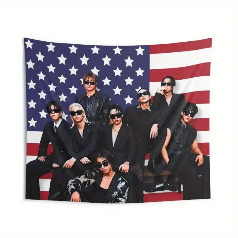 1pc STRAY Members Magazine America Flag Flag, Skz Kpop Flag, Stray Tour 2024 Merch, Gift Ideas STAYS, Birthday Gift & Concert Merch 60X40