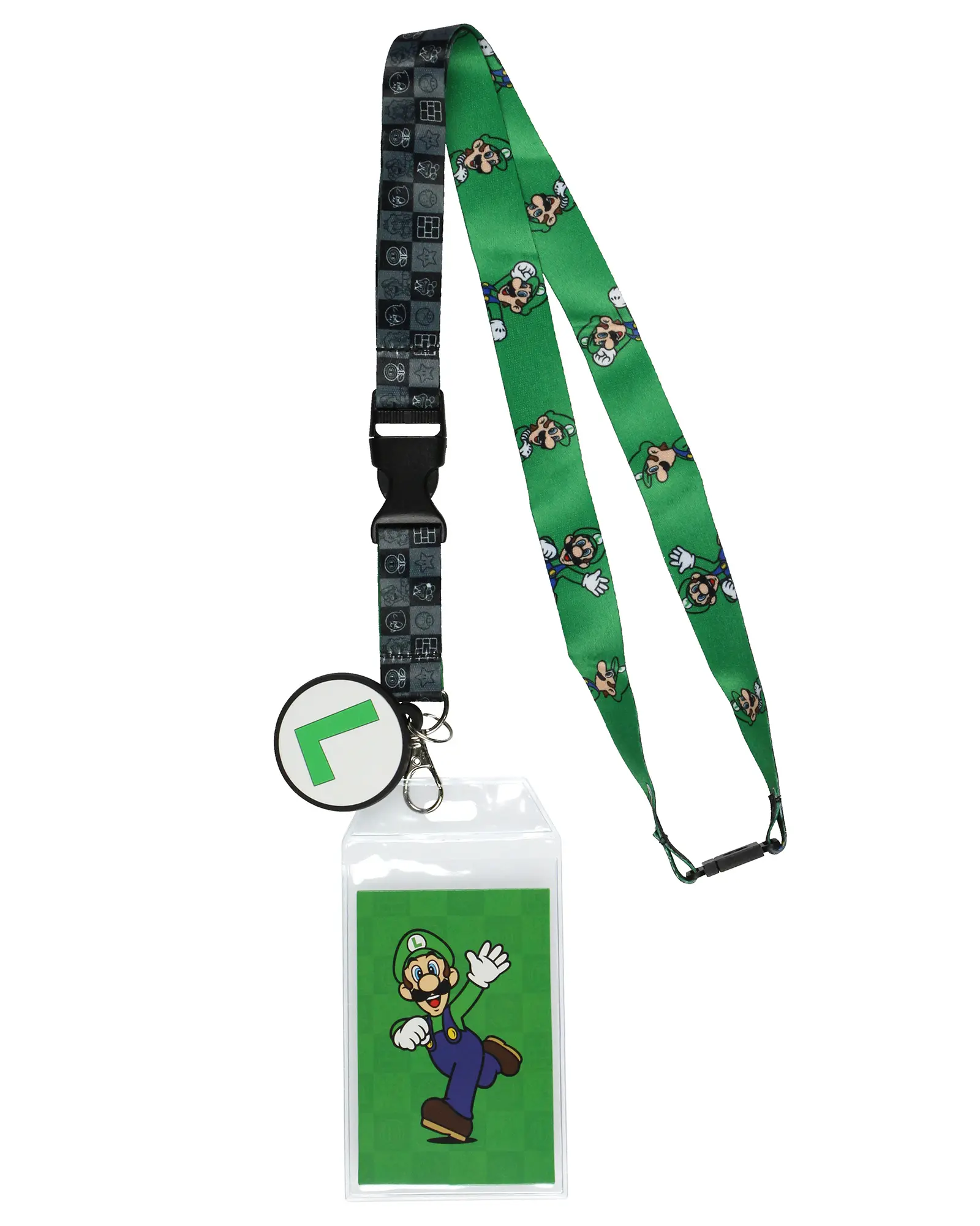 Nintendo Super Mario Luigi Breakaway Lanyard with ID Holder, Name Tag Holder, and 2" Removable Rubber Charm, Lanyards With Id Holder