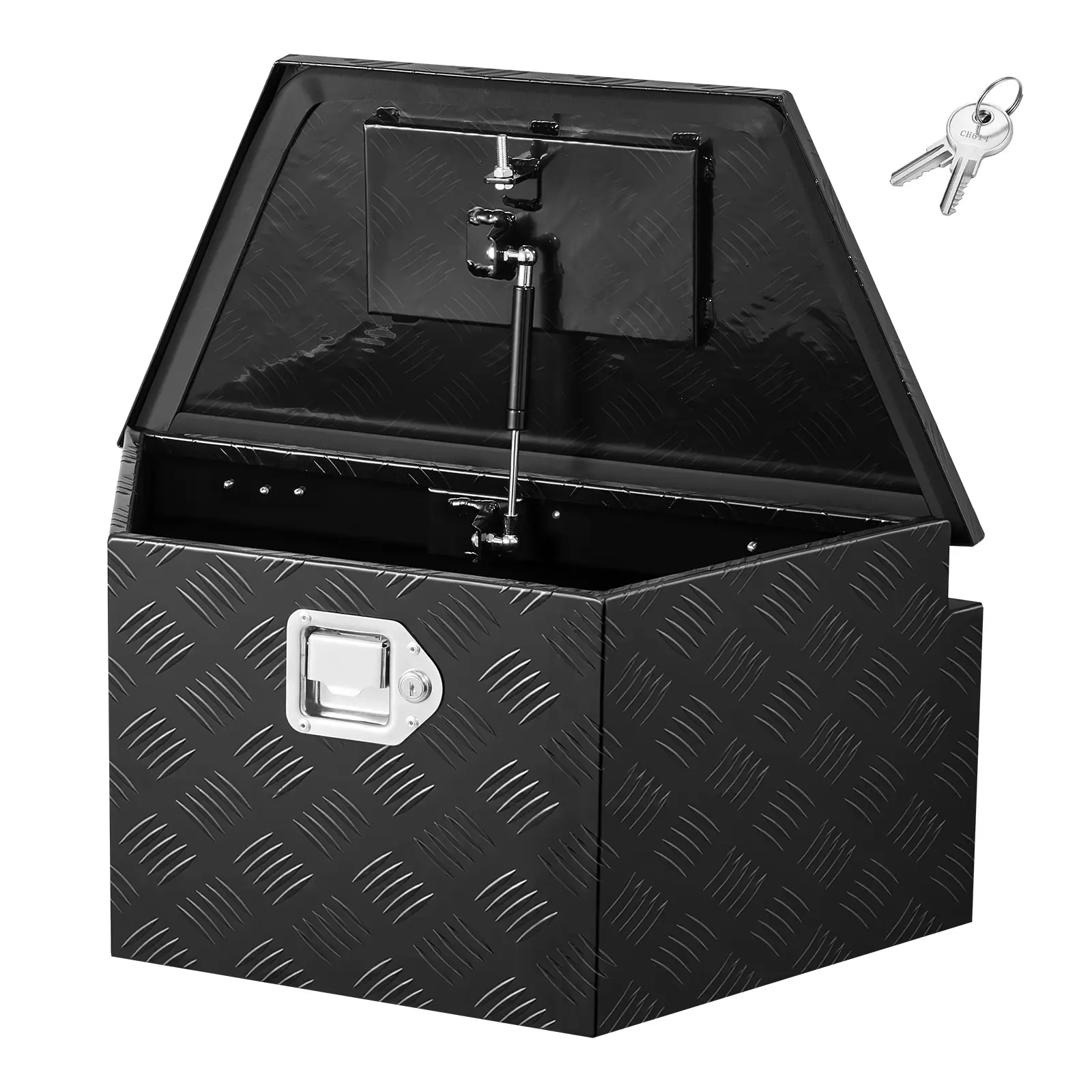 【summerfinds】VEVOR Durable Metal Toolbox, 26"x13"x12" Aluminum Trailer Tongue Storage Organizer with Lock & Keys, Heavy-Duty Utility Chest for Pickup Truck Bed, RV, Black, Durable Metal Box, Toolbox Storage Box, Truck Accessories, Semi Truck Accessorie