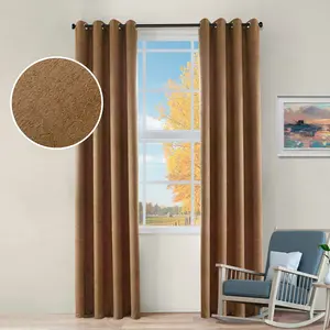Bohemian Textured Room Darkening Semi-Blackout Curtains, Set of 2, 52" x 96", Brown - Blue Nile Mills